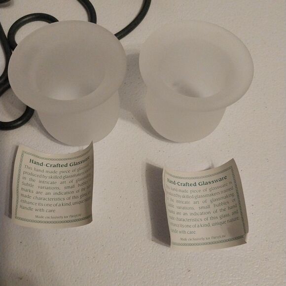 PartyLite P0121 Scroll Wall Sconce Metal W/ Frosted Glass Votive Tealight Cups - Picture 5 of 14